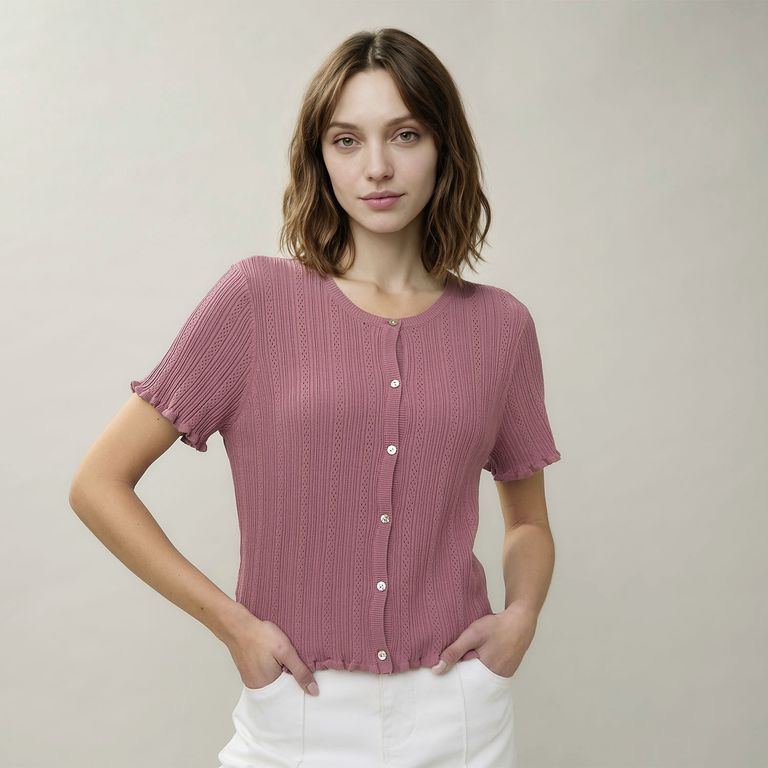 Polera Básica Botones Mujer