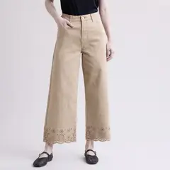 UNIVERSITY CLUB - Jeans Tiro Alto Wide Leg Bordado Mujer