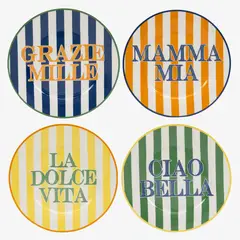ROBERTA ALLEN - Set 4 Platos 20 Cm Con Caja Dolce Vita Limones