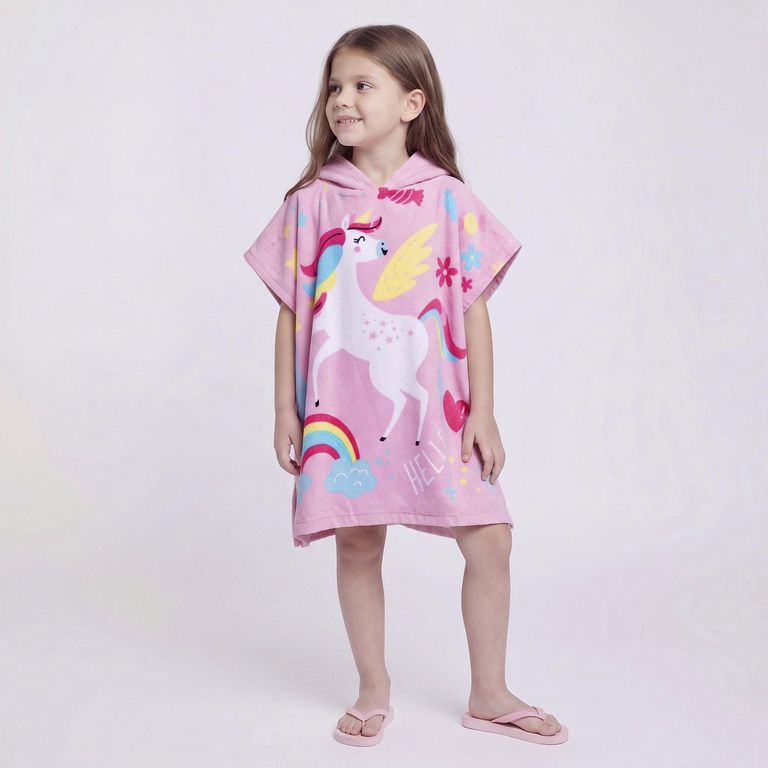Toalla De Playa Capucha Unicornio 60x120 Cm