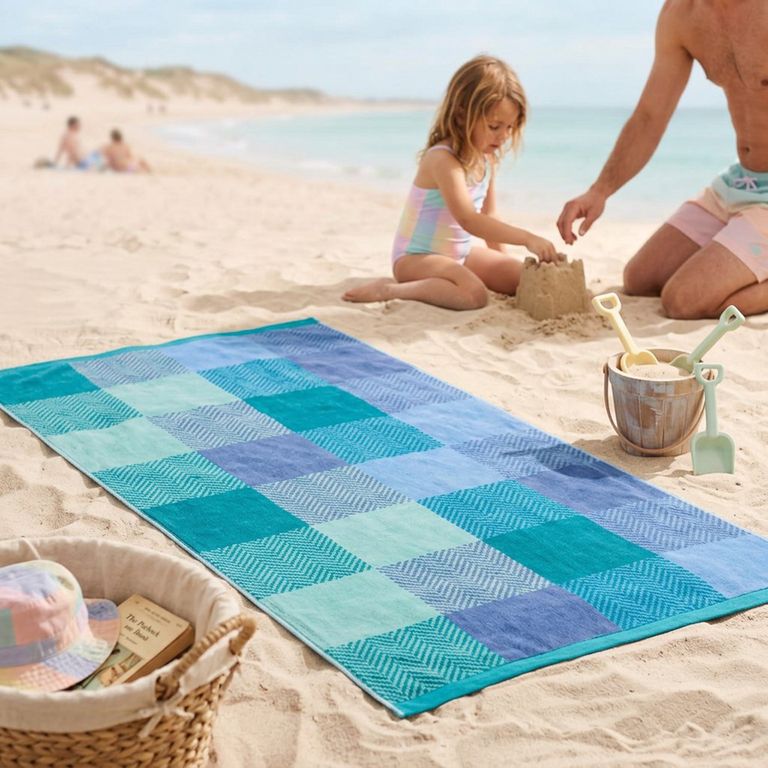 Toalla De Playa Check 80x160 Cm