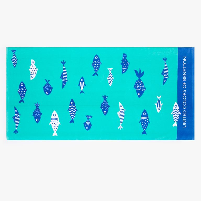 Toalla Inf Print Fish Verde 71X148
