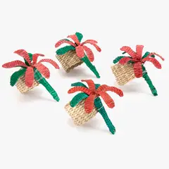 ROBERTA ALLEN - Set 4 Anillos Servilleta Flor Seagrass Botanical