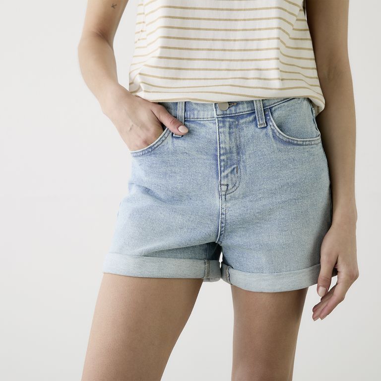 Short Denim Balloon Tiro Alto Mujer