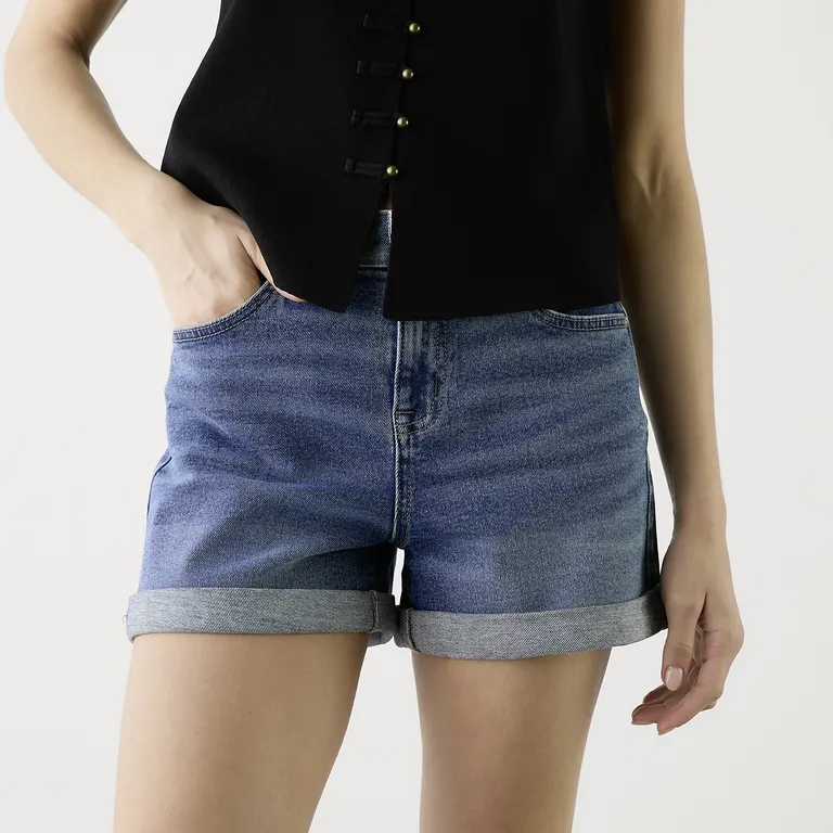 Short Denim Balloon Tiro Alto Mujer