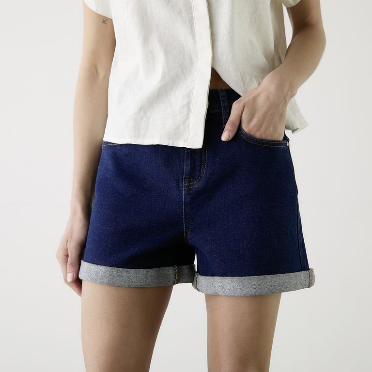 Short Denim Balloon Tiro Alto Mujer