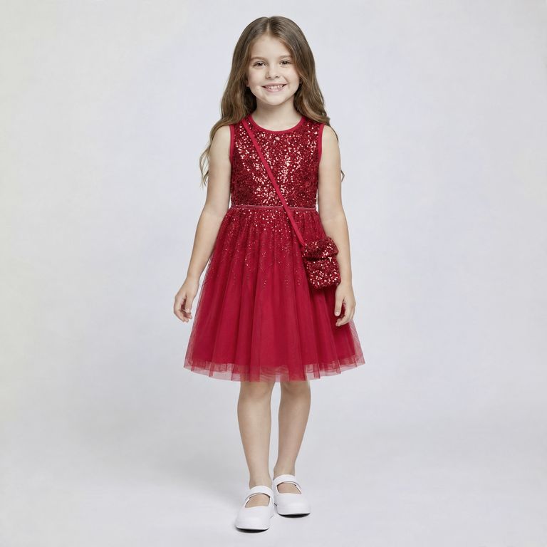 Vestido Fiesta Con Cartera Niña