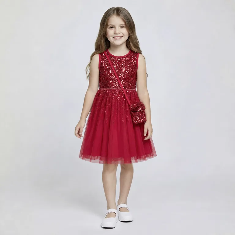 Vestido Fiesta Con Cartera Niña