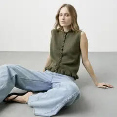 BASEMENT - Chaleco Mujer Vuelos Botones Mujer