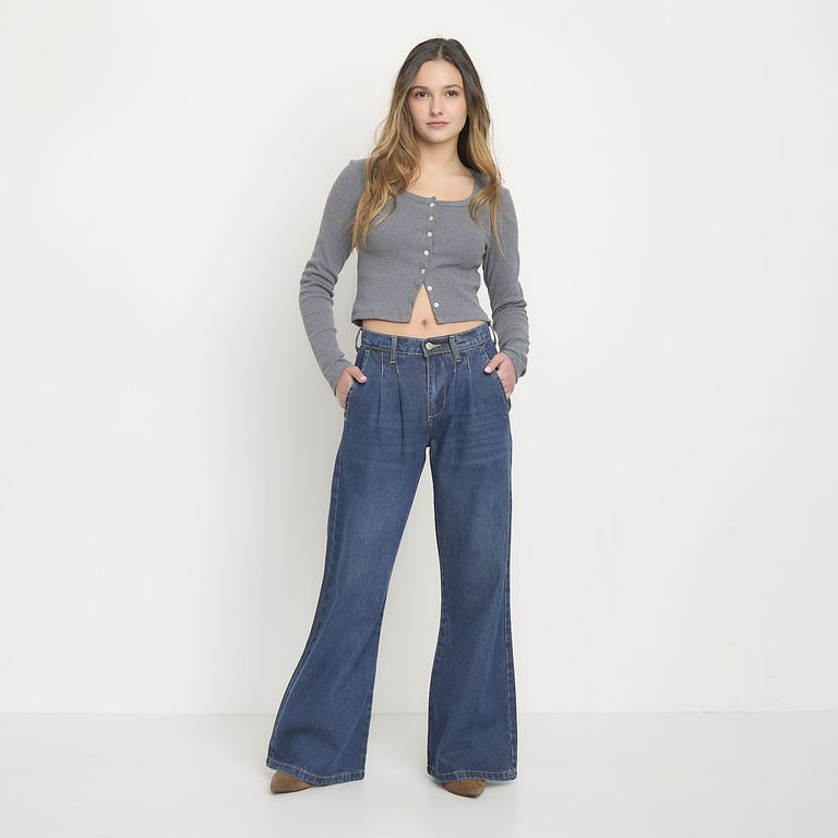 Jeans Tiro Medio Mujer