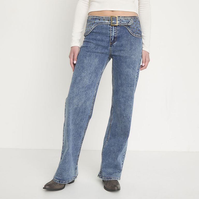 Jeans Wide Leg Tiro MedioMujer
