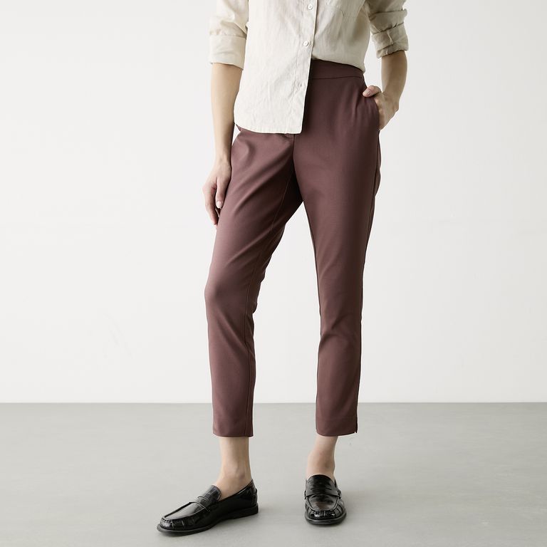 Pantalón Straight Alto Mujer Algodón