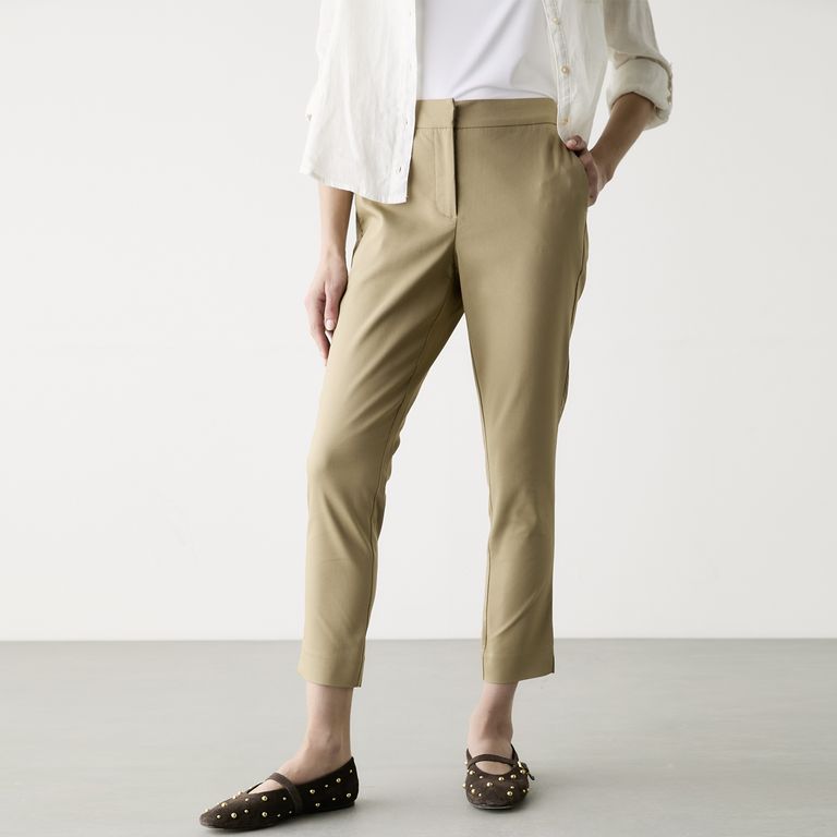 Pantalón Straight Alto Mujer Algodón