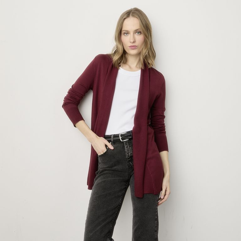 Chaleco Manga Larga Mujer Diseño Liso Casual