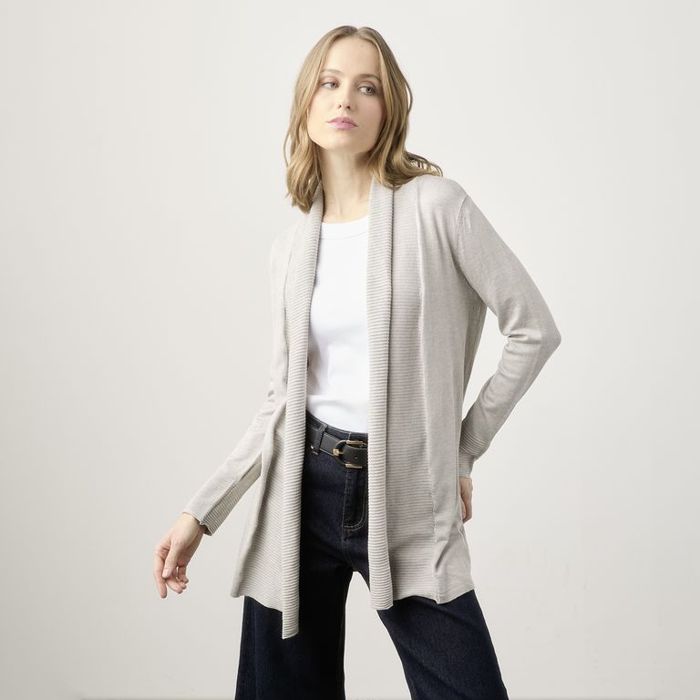 Chaleco Manga Larga Mujer Diseño Liso Casual