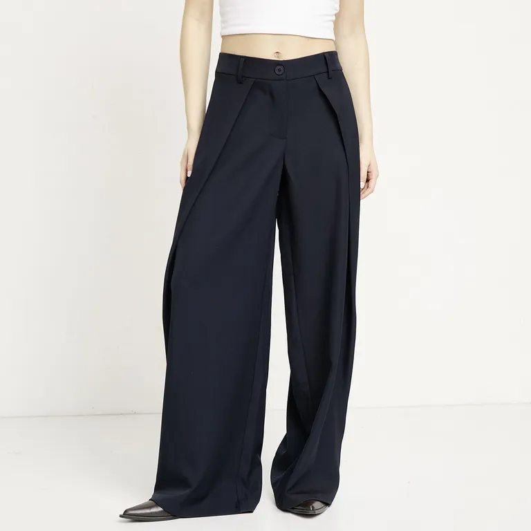 Pantalón Tiro Medio Wid Leg Mujer