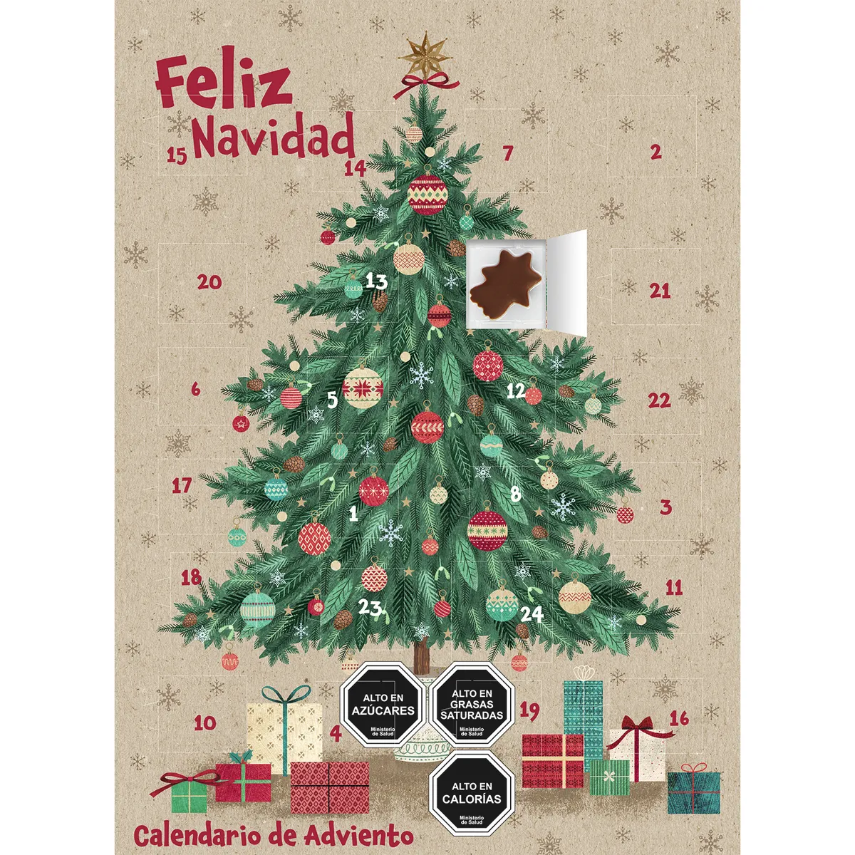 WINDEL - Calendario de Adviento Navideño Chocolate 75gr (color del producto al azar)