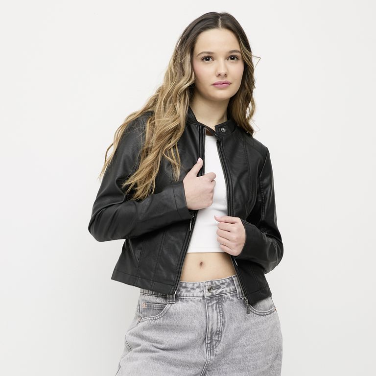 Chaqueta Efecto Cuero Mujer