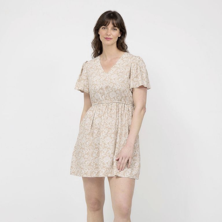 Vestido Corto Manga Corta Mujer