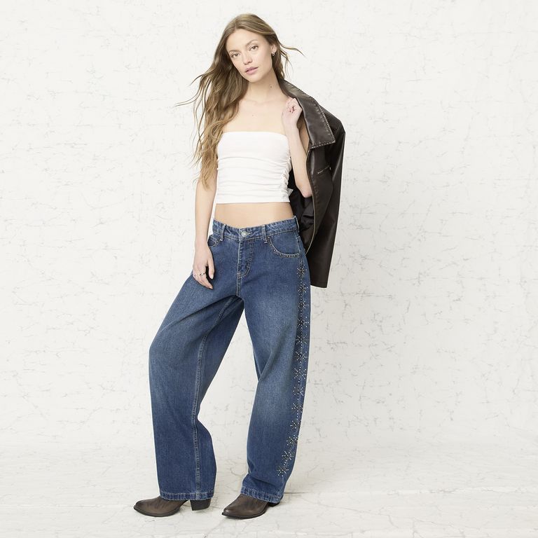 Jeans Baggy Tachas Mujer