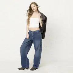 AMERICANINO - Jeans Baggy Full Tachas Mujer