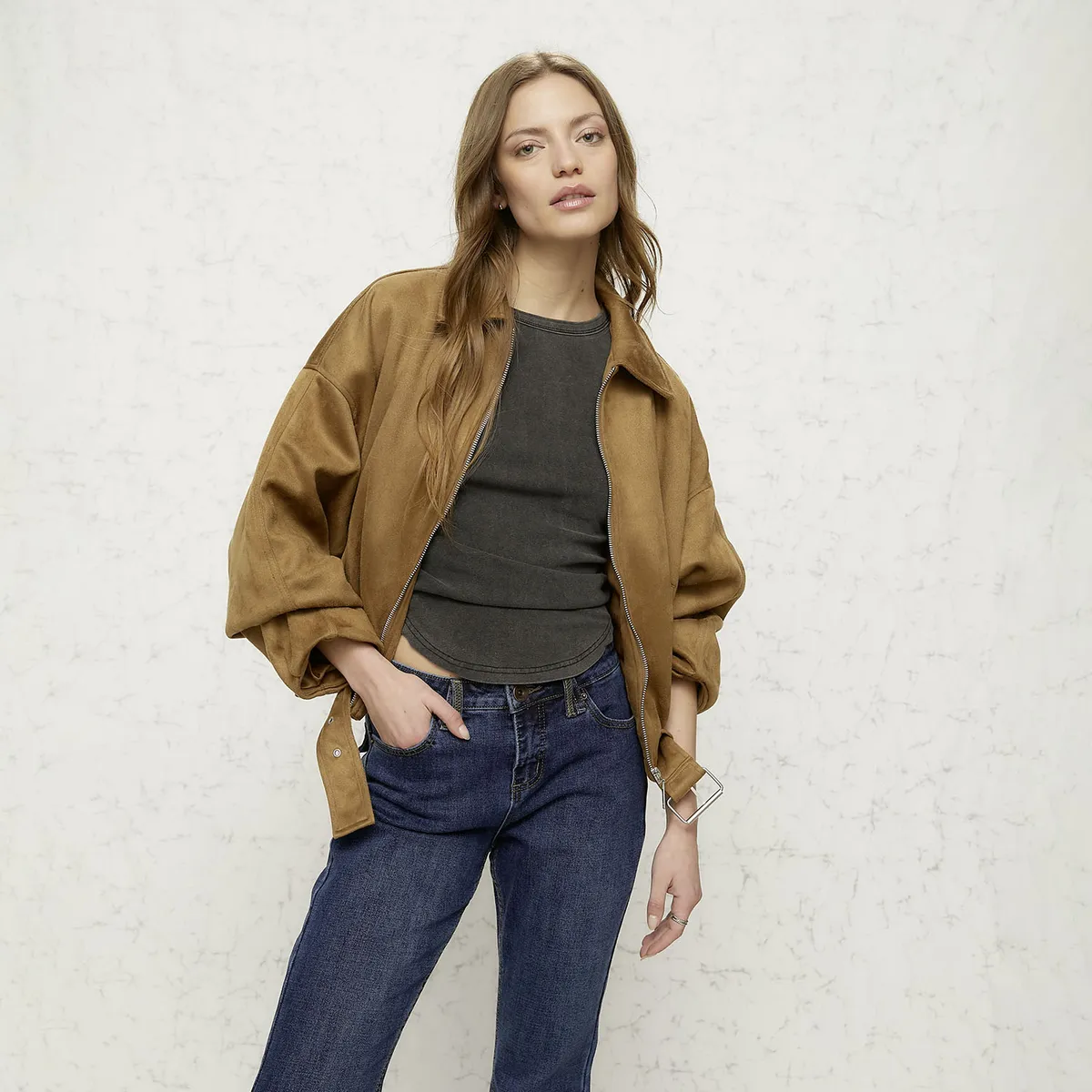 AMERICANINO - Chaqueta Efecto Gamuza Mujer Americanino