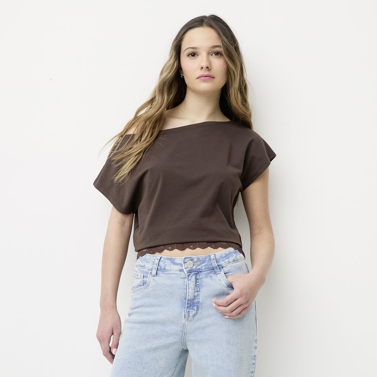Polera Asimétrica Encaje Mujer