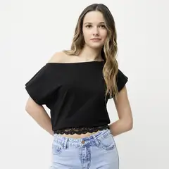SYBILLA - Polera Asimétrica Encaje Mujer