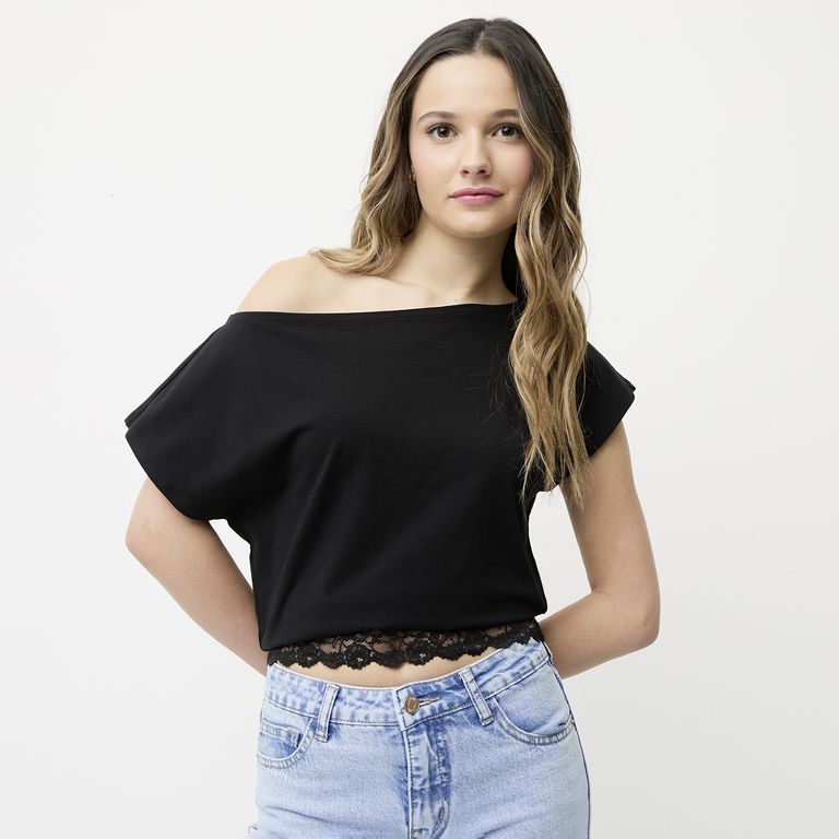 Polera Asimétrica Encaje Mujer