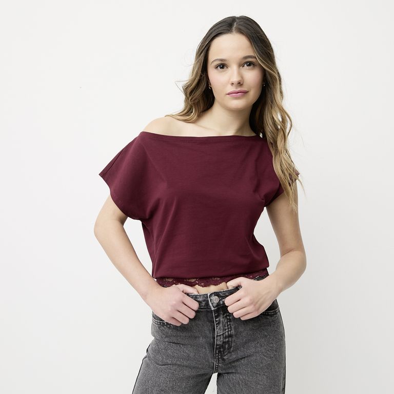 Polera Asimétrica Encaje Mujer