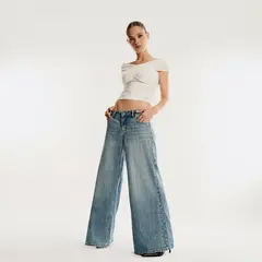 MOSSIMO - Jeans Wideleg Strass Costado Mujer