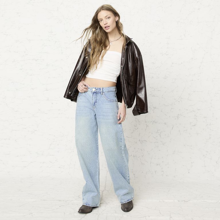 Pantalón Full Tachas Baggy Mujer