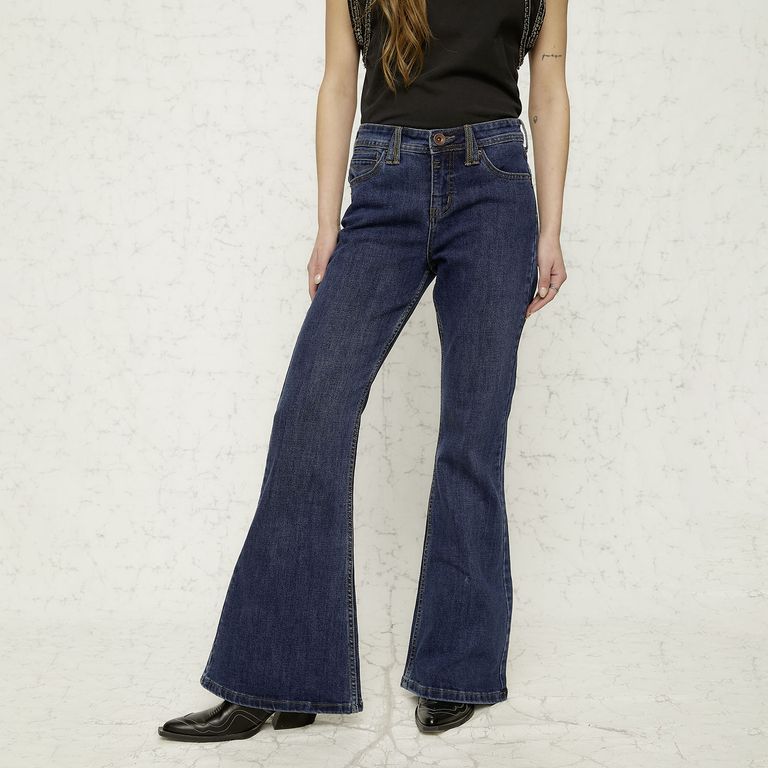Jeans Flare Tiro Bajo Mujer