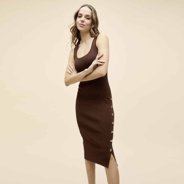 Vestido Rib Snaps Mujer