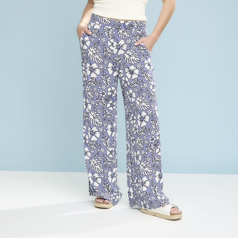 Pantalón Palazzo Fluido Estampado Mujer
