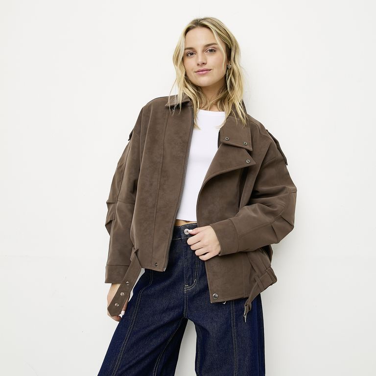 Chaqueta Efecto Cuero Mujer