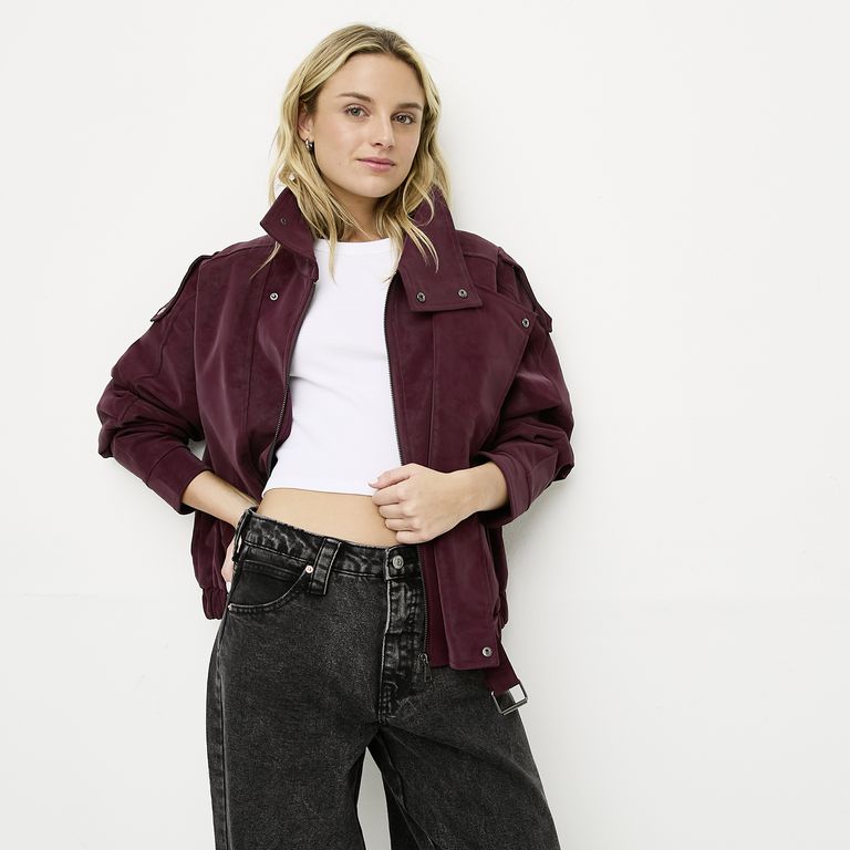 Chaqueta Efecto Cuero Mujer