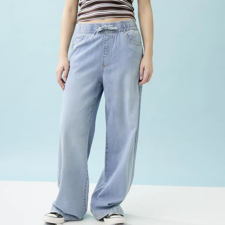 Jeans Fluido Wide Leg Mujer