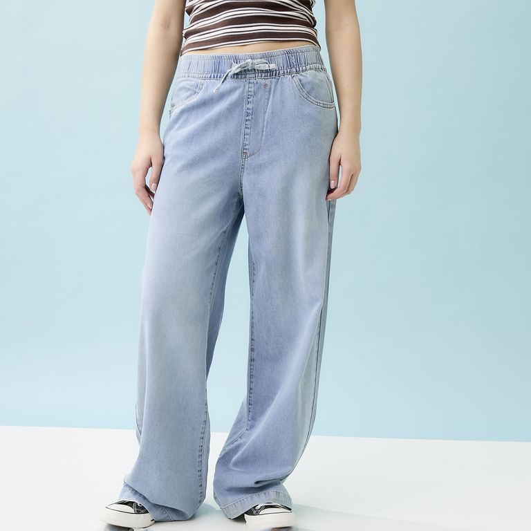 Jeans Fluido Wide Leg Mujer