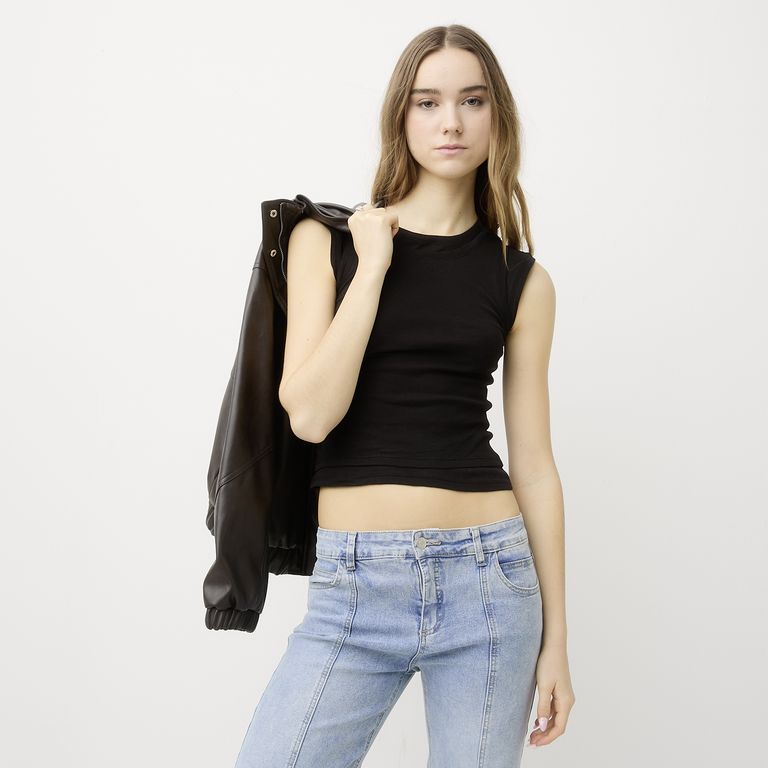 Polera Manga Corta Layering Mujer