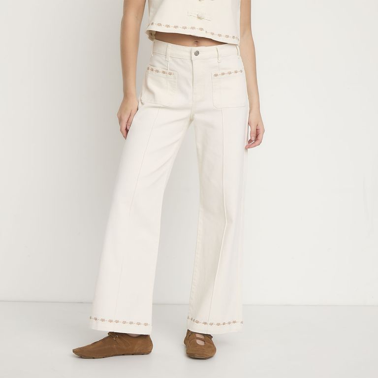 Jeans Bordado Marine Mujer