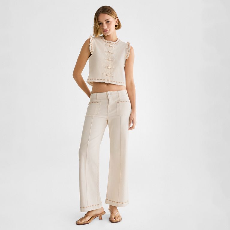 Jeans Bordado Marine Mujer