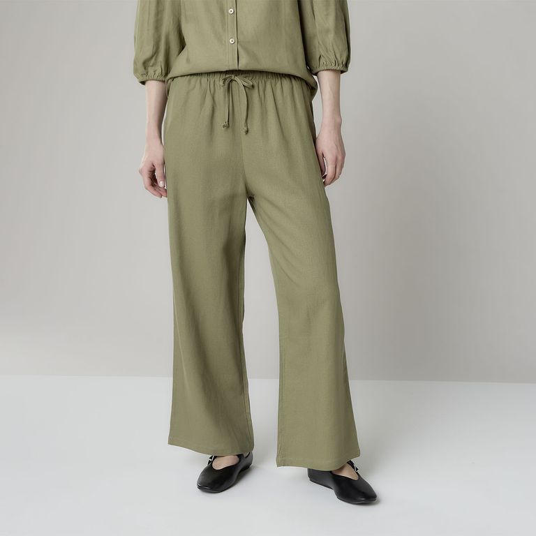 Pantalón Con Lino Mujer