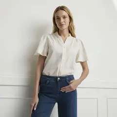 ELLE - Blusa Manga Corta Bordados Mujer