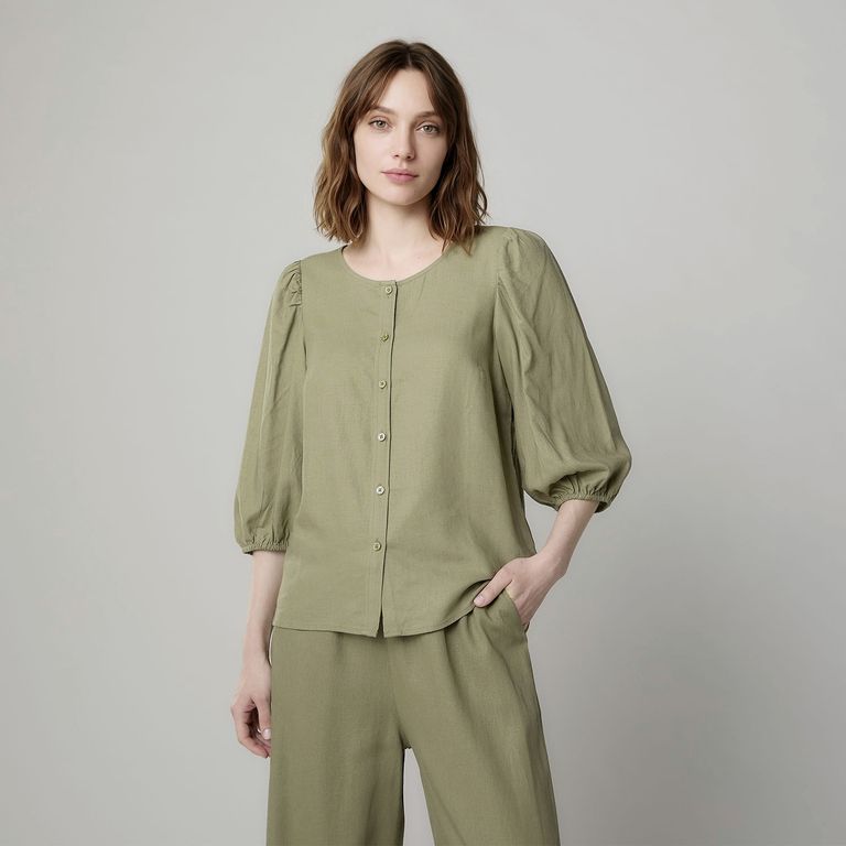 Blusa con Lino Mujer