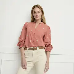 ELLE - Blusa Mujer Detalle Bordado y Vuelos