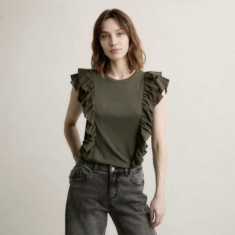 Polera Vuelos Manga Corta Mujer