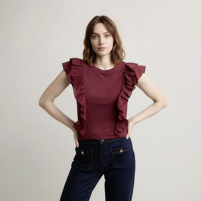 Polera Vuelos Manga Corta Mujer