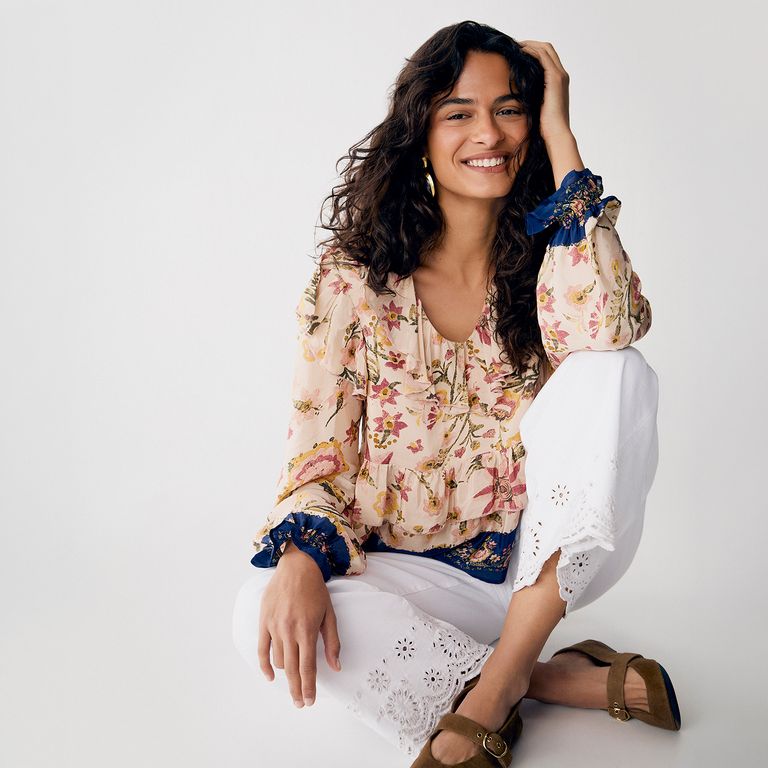 Blusa Vuelos Estampado Flores Mujer