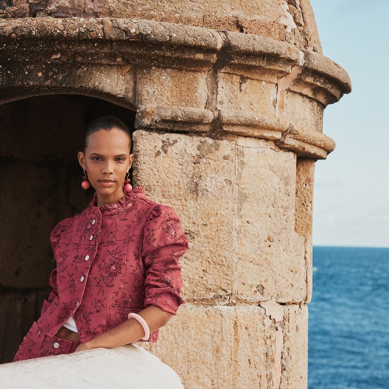 Chaqueta Estampada Flores Mujer